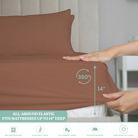 Lightweight Microfiber Bed Sheet Set – 6-Piece Ultra-Soft, Wrinkle-Free Bedding – Deep Pocket Sheets with Pillowcases – Full, Queen, King, California King