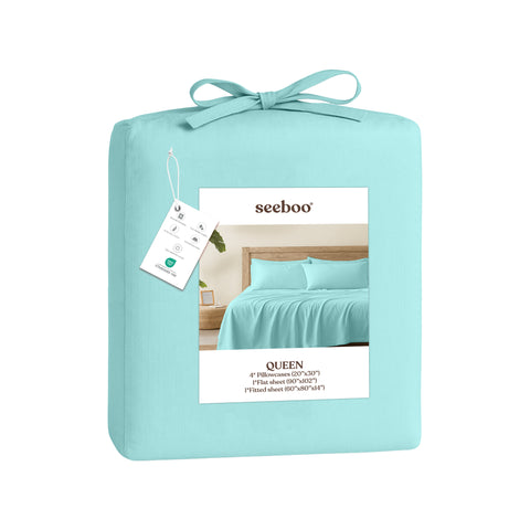 Lightweight Microfiber Bed Sheet Set – 6-Piece Ultra-Soft, Wrinkle-Free Bedding – Deep Pocket Sheets with Pillowcases – Full, Queen, King, California King