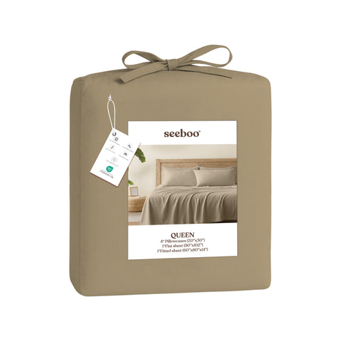 Lightweight Microfiber Bed Sheet Set – 6-Piece Ultra-Soft, Wrinkle-Free Bedding – Deep Pocket Sheets with Pillowcases – Full, Queen, King, California King