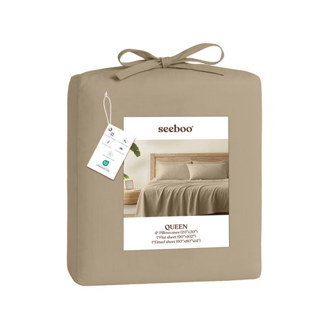 Lightweight Microfiber Bed Sheet Set – 6-Piece Ultra-Soft, Wrinkle-Free Bedding – Deep Pocket Sheets with Pillowcases – Full, Queen, King, California King