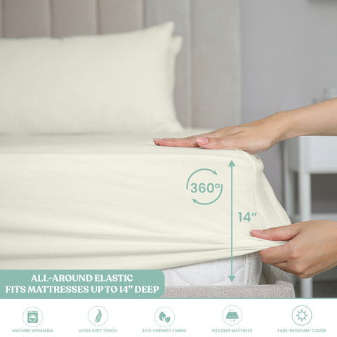 Lightweight Microfiber Bed Sheet Set – 6-Piece Ultra-Soft, Wrinkle-Free Bedding – Deep Pocket Sheets with Pillowcases – Full, Queen, King, California King