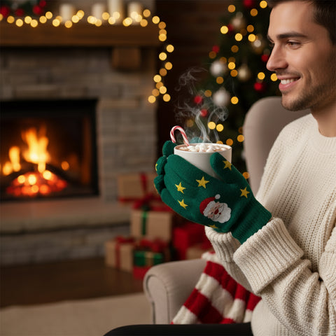 2-Pack: Holiday Light Up Knit Winter Gloves for Adults with 6 Bright LED