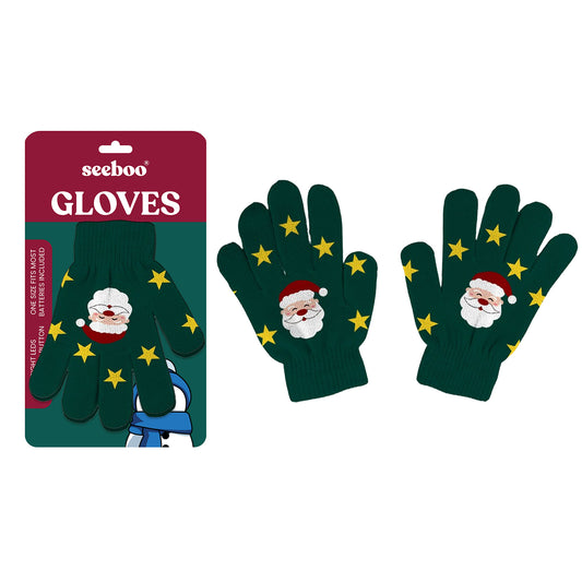 Holiday Light Up Knit Winter Gloves for Adults with 6 Bright LED