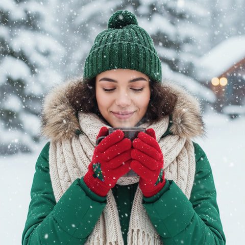 2-Pack: Holiday Light Up Knit Winter Gloves for Adults with 6 Bright LED