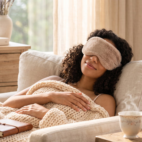 Microwavable Eye Mask with Flax Seeds Warm Relaxation Sleep Mask for Adults and Seniors