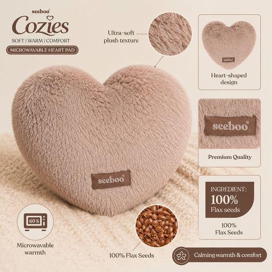 Microwavable Heart-Shaped Flax Seed Heat Pad Reusable Warm Comfort Pack for Cozy Everyday Relaxation