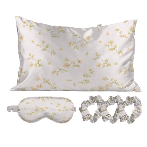 Silky Satin Cozy Comfortable Blush Sleep Set for Peaceful Sleep and Healthy Skin (5-Piece)