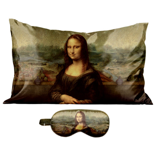 Art Inspired Silky Satin Sleep Set Satin Pillowcase & Matching Sleep Mask for Comfortable Nighttime Care