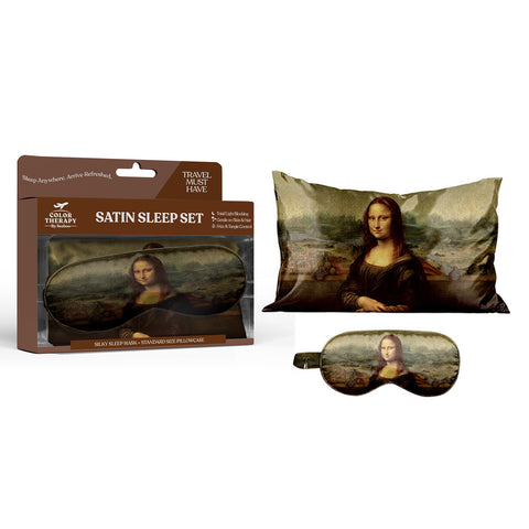Art Inspired Silky Satin Sleep Set Satin Pillowcase & Matching Sleep Mask for Comfortable Nighttime Care