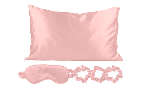 Silky Satin Cozy Comfortable Blush Sleep Set for Peaceful Sleep and Healthy Skin (5-Piece)