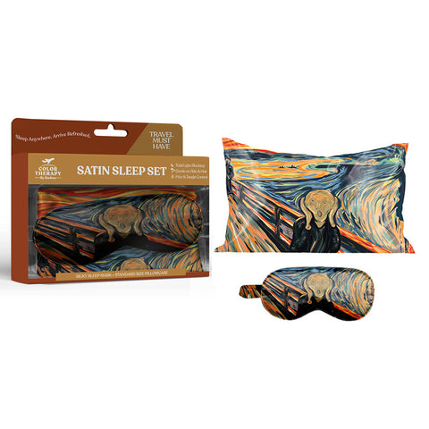 Art Inspired Silky Satin Sleep Set Satin Pillowcase & Matching Sleep Mask for Comfortable Nighttime Care