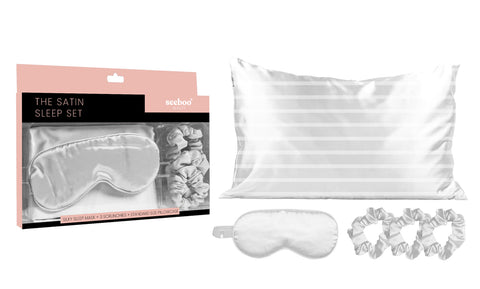 Silky Satin Cozy Comfortable Blush Sleep Set for Peaceful Sleep and Healthy Skin (5-Piece)