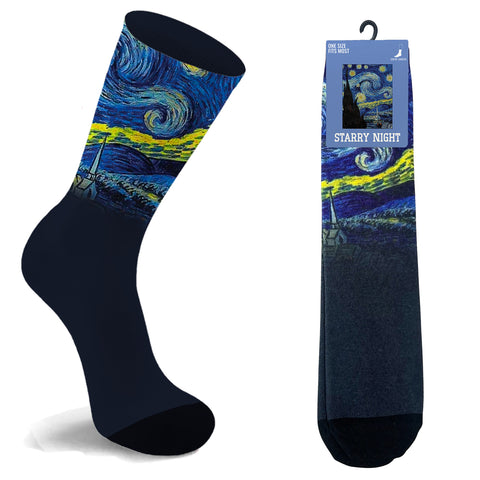 Crew Length Art Inspired Cotton Blend Socks for Men & Women