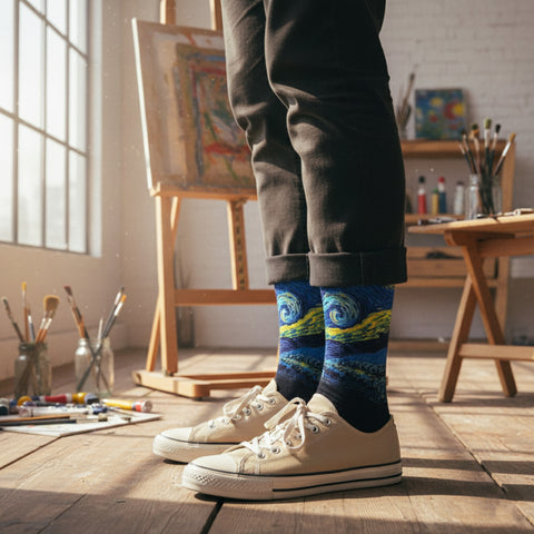 Crew Length Art Inspired Cotton Blend Socks for Men & Women