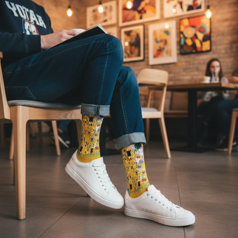 Crew Length Art Inspired Cotton Blend Socks for Men & Women