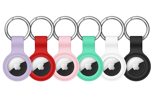 6-Pack: Protective Leather Airtag Holder Tracker Cover with Loop Key Ring