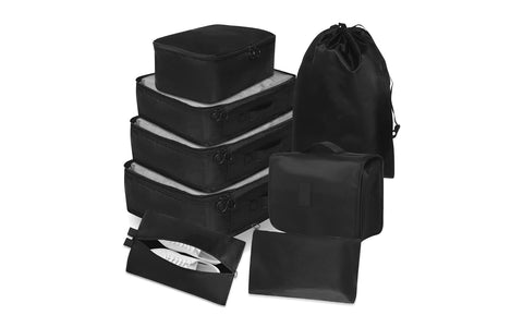 8-Pack: Lightweight Compact Organizing Packing Cubes for Suitcases Travel Essential with Toiletries Bag for Clothes Shoes Cosmetics Toiletries