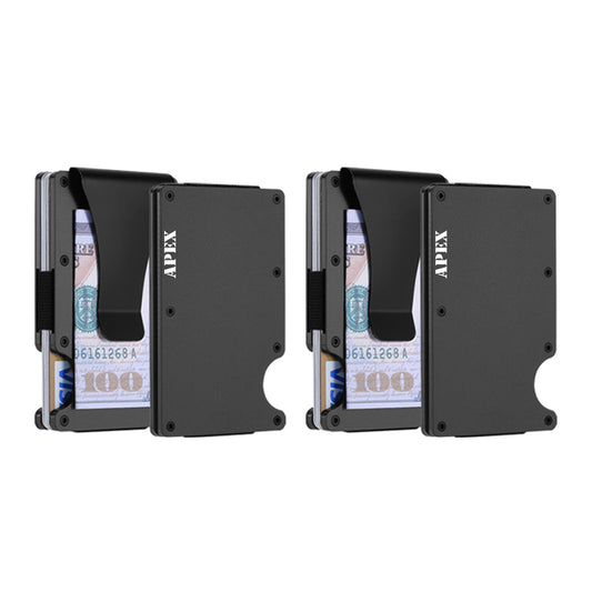 2-Pack: RFID Blocking Minimalist Scratch Resistant Slim Credit Card Holder Wallet With Easily Removable Money Clip for Men