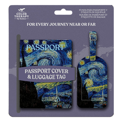 Passport Holder & Luggage Tag Set – Faux Leather Travel Document Cover with Matching Suitcase Tag for Easy Identification