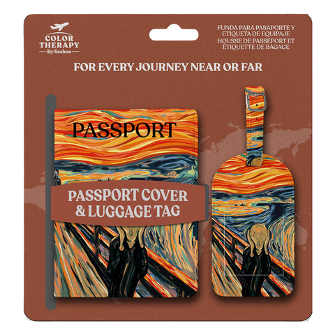 Passport Holder & Luggage Tag Set – Faux Leather Travel Document Cover with Matching Suitcase Tag for Easy Identification