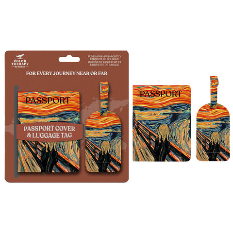 Passport Holder & Luggage Tag Set – Faux Leather Travel Document Cover with Matching Suitcase Tag for Easy Identification