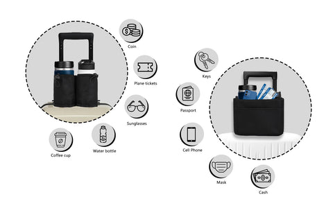 Luggage Cup Beverage Accessories Holder Caddy for Suitcases to Free Hands for Flight Attendants, Business, Travelers,Holiday Makers