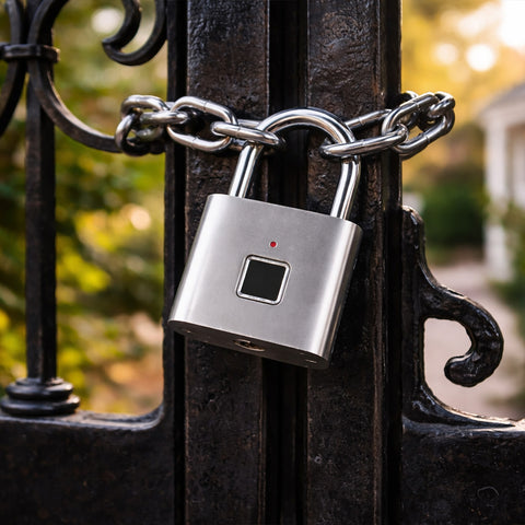 Ultra Light One Touch AI Fingerprint Lock Padlock with USB Charging for Gym, Sports, School Locker, Fence, Suitcase, Bikes.