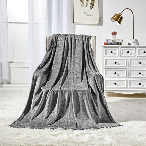 Fleece Throw Blanket – 50 x 60 Inches | Luxury Microfiber, Anti-Static Soft & Fuzzy All-Season Throw for Couch, Sofa & Bed (Ash Grey)