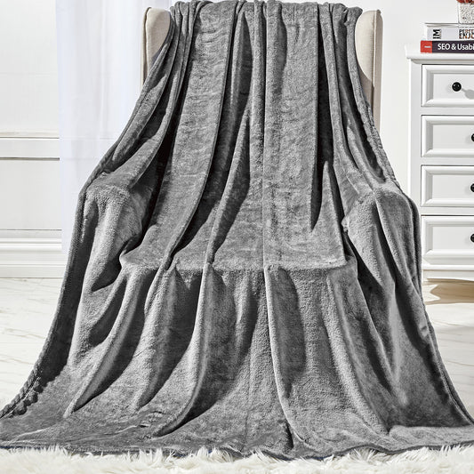 Fleece Throw Blanket – 50 x 60 Inches | Luxury Microfiber, Anti-Static Soft & Fuzzy All-Season Throw for Couch, Sofa & Bed (Ash Grey)