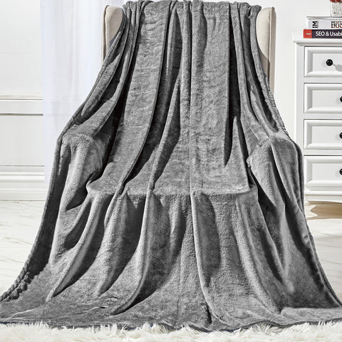 Fleece Throw Blanket – 50 x 60 Inches | Luxury Microfiber, Anti-Static Soft & Fuzzy All-Season Throw for Couch, Sofa & Bed (Ash Grey)