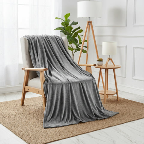 Fleece Throw Blanket – 50 x 60 Inches | Luxury Microfiber, Anti-Static Soft & Fuzzy All-Season Throw for Couch, Sofa & Bed (Ash Grey)
