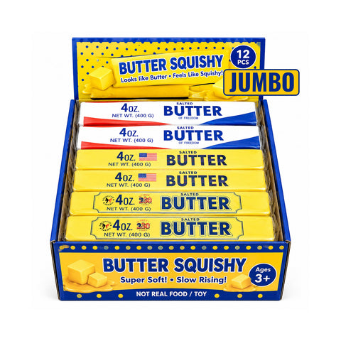 Jumbo Patriotic Butter Slow-Rise Squishy Toy, Red, White &amp; Blue Sensory Fidget | Soft PU Foam Squeeze Toy &amp; Novelty Gift