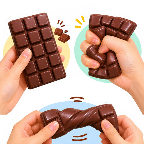 Chocolate Bar Slow-Rise Squishy Toy, Soft Food-Inspired Sensory Fidget | Novelty Desk Accessory & Gift