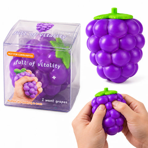 Crunchy Grape Squishy Fidget Toy, Quick-Rebound Fruit-Inspired Squeeze Toy | Sensory Desk Accessory &amp; Gift