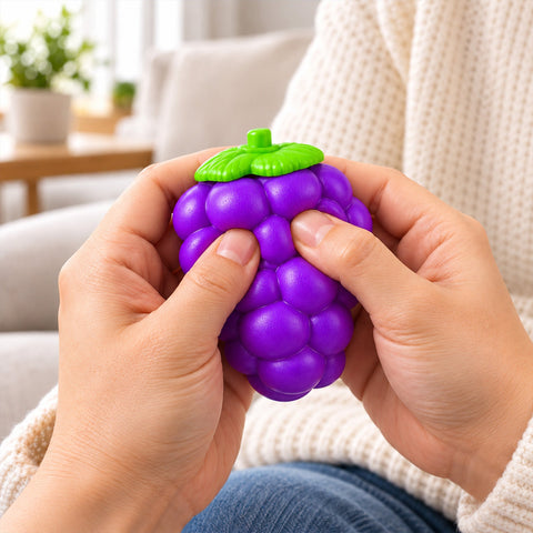 Crunchy Grape Squishy Fidget Toy, Quick-Rebound Fruit-Inspired Squeeze Toy | Sensory Desk Accessory &amp; Gift