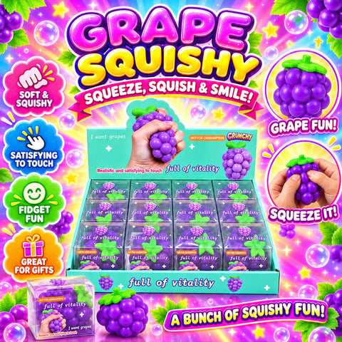 Crunchy Grape Squishy Fidget Toy, Quick-Rebound Fruit-Inspired Squeeze Toy | Sensory Desk Accessory &amp; Gift