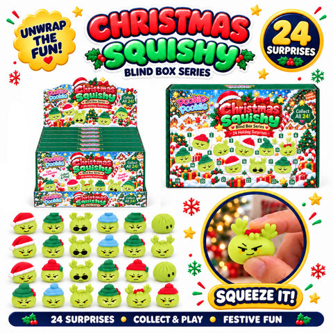 24-Day Christmas Mini Squishies Advent Calendar, Mini Sensory Toy Surprises | Green Holiday Countdown Box &amp; Gift Set