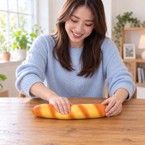 Giant Baguette Squishy Fidget Toy, Soft Bakery-Inspired Sensory Toy | Oversized French Bread Novelty &amp; Gift