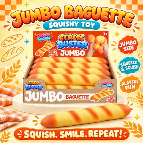Giant Baguette Squishy Fidget Toy, Soft Bakery-Inspired Sensory Toy | Oversized French Bread Novelty &amp; Gift