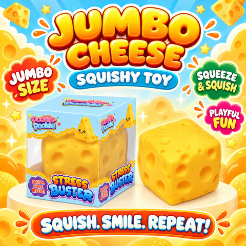 Jumbo Cheese Slow-Rise Squishy Toy, Soft Food-Inspired Sensory Fidget | Oversized Cheese Squeeze Toy &amp; Gift