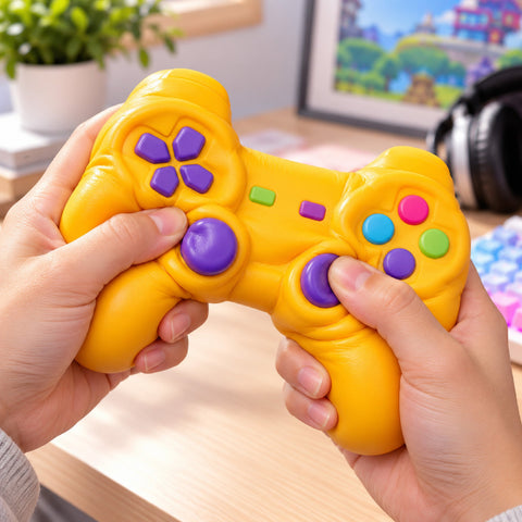 Jumbo Game Controller Squishy Fidget Toy, Gaming-Inspired Sensory Squeeze Toy | Colorful Desk Accessory &amp; Gamer Gift