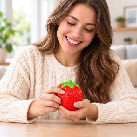Jumbo Strawberry Slow-Rise Squishy Toy, Oversized Fruit Sensory Fidget | Soft Squeeze Toy &amp; Colorful Desk Gift