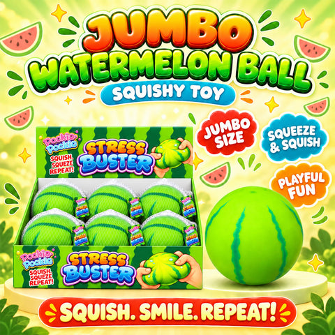 Jumbo Watermelon Fruit Squishy Toy, Soft TPR Sensory Fidget | Detailed Watermelon Squeeze Toy &amp; Desk Gift