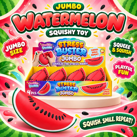 Jumbo Watermelon Squishy Toy, Oversized TPR Fruit Fidget | Soft Sensory Squeeze Toy &amp; Novelty Gift