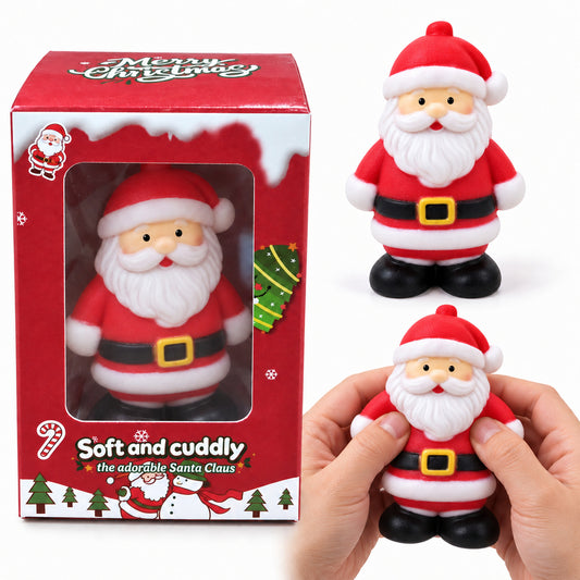 Christmas Santa Crunchy Slow-Rise Squishy Toy, Festive Sensory Squeeze Toy | Palm-Size Santa Fidget &amp; Holiday Gift