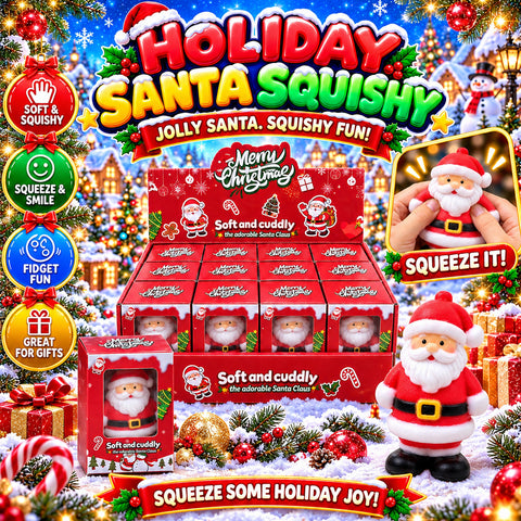 Christmas Santa Crunchy Slow-Rise Squishy Toy, Festive Sensory Squeeze Toy | Palm-Size Santa Fidget &amp; Holiday Gift