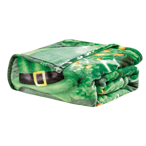 St. Patrick’s Day Micro Plush Throw Blanket – Soft Lightweight Decorative Couch Blanket, Shamrock Holiday Throw, Cozy Polyester Blanket 50” x 70”