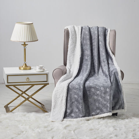 Ultra-Soft Embossed Sherpa Plush Throw Blanket – 50" x 60"  Lightweight Warm Fleece Blanket with Soft Sherpa Backing for Couch, Sofa & Bed | 100% Polyester | Machine Washable