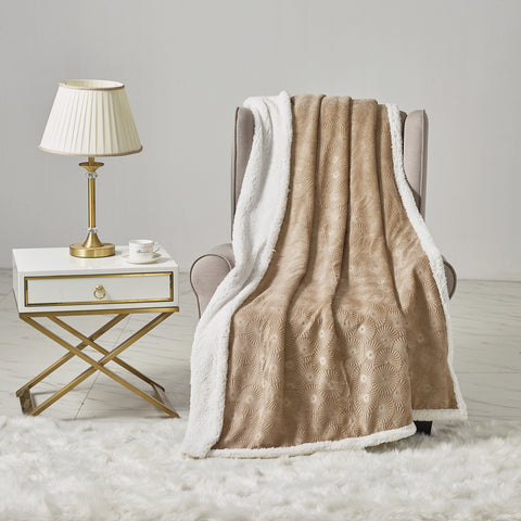 Ultra-Soft Embossed Sherpa Plush Throw Blanket – 50" x 60"  Lightweight Warm Fleece Blanket with Soft Sherpa Backing for Couch, Sofa & Bed | 100% Polyester | Machine Washable