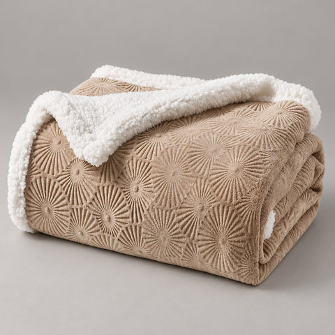 Ultra-Soft Embossed Sherpa Plush Throw Blanket – 50" x 60"  Lightweight Warm Fleece Blanket with Soft Sherpa Backing for Couch, Sofa & Bed | 100% Polyester | Machine Washable